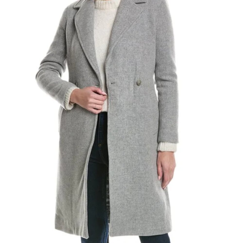 J McLaughlin grey wool and cashmere blend coat